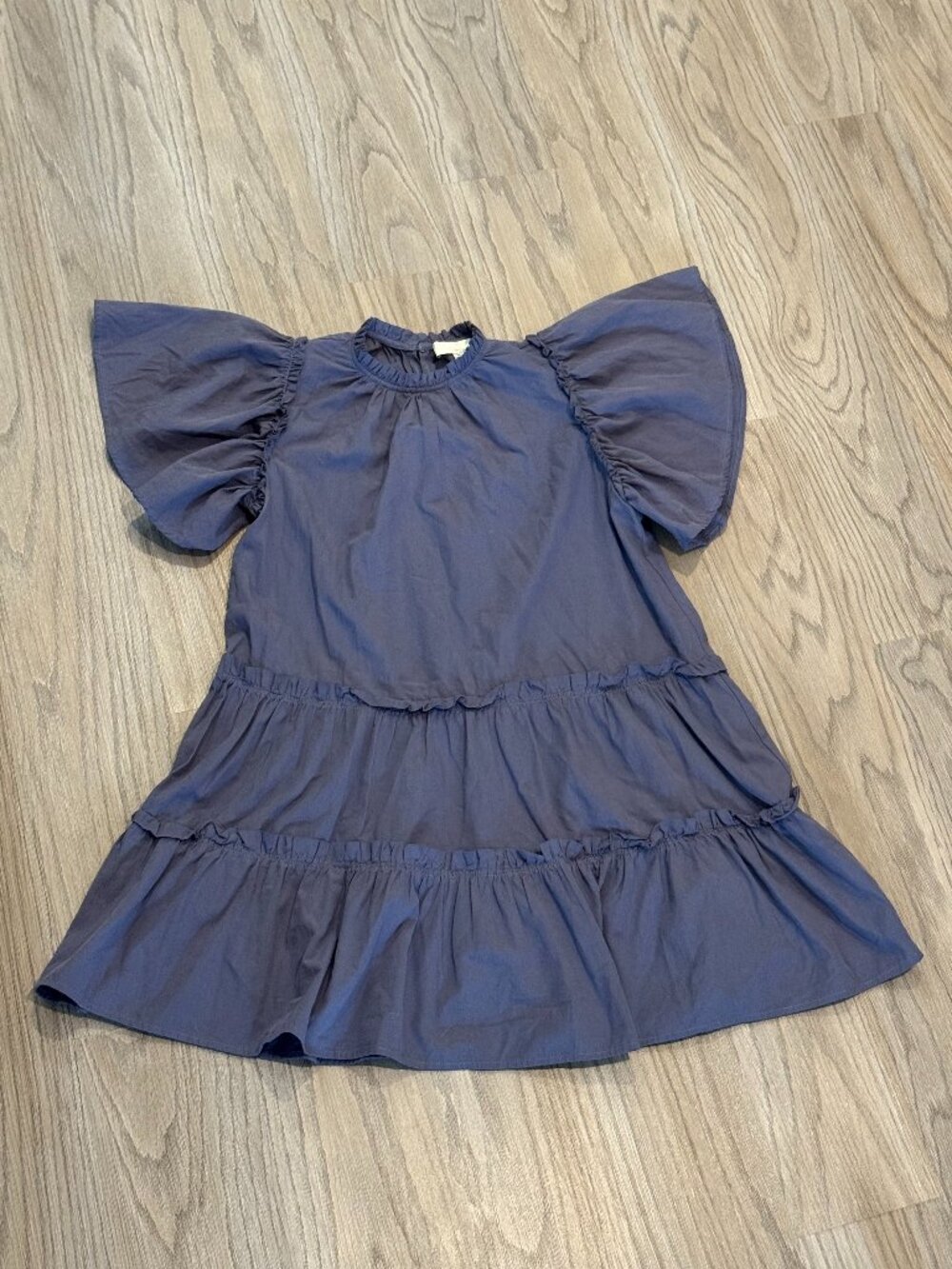 Pinch Ruffle Sleeve Mini Dress Tiered Babydoll Medium Boutique Dress